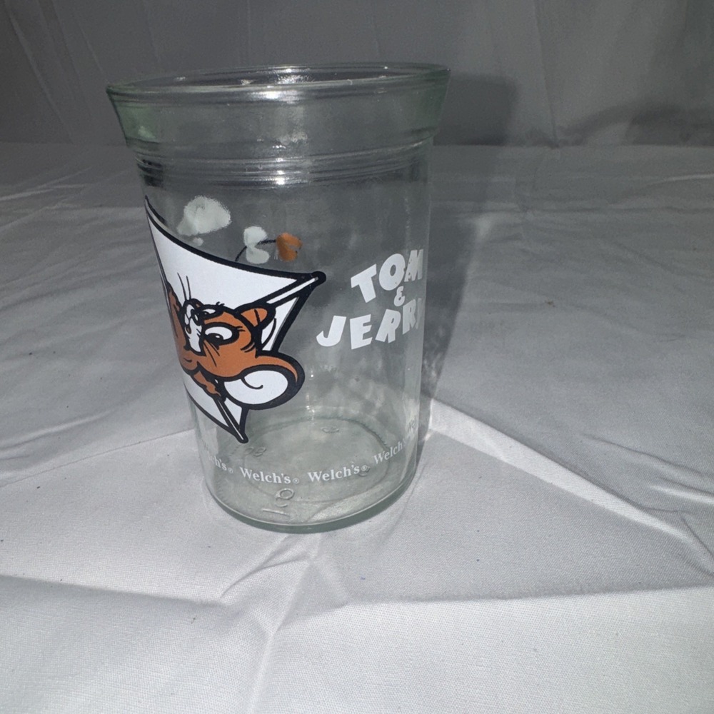 Vintage 1990‎ Tom & Jerry Welch's Jelly Jar Glass Cup 4" Kite Jerry